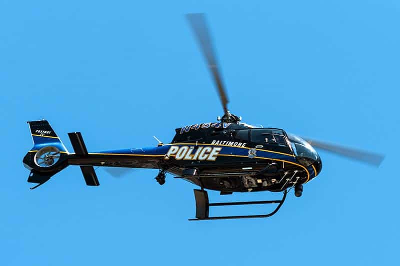 image of a black baltimore police helicopter