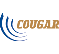 blue and gold logo that says cougar