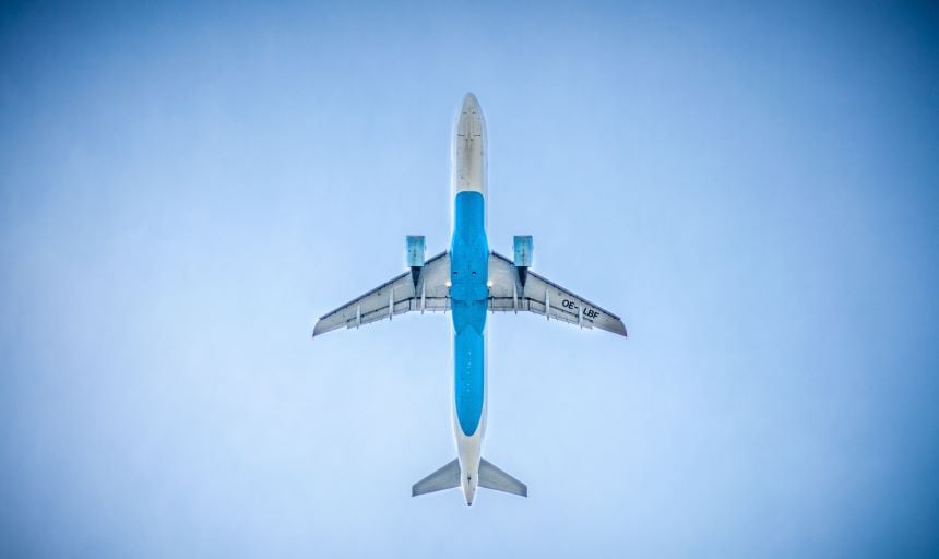 Aviation picture - blue and white plane