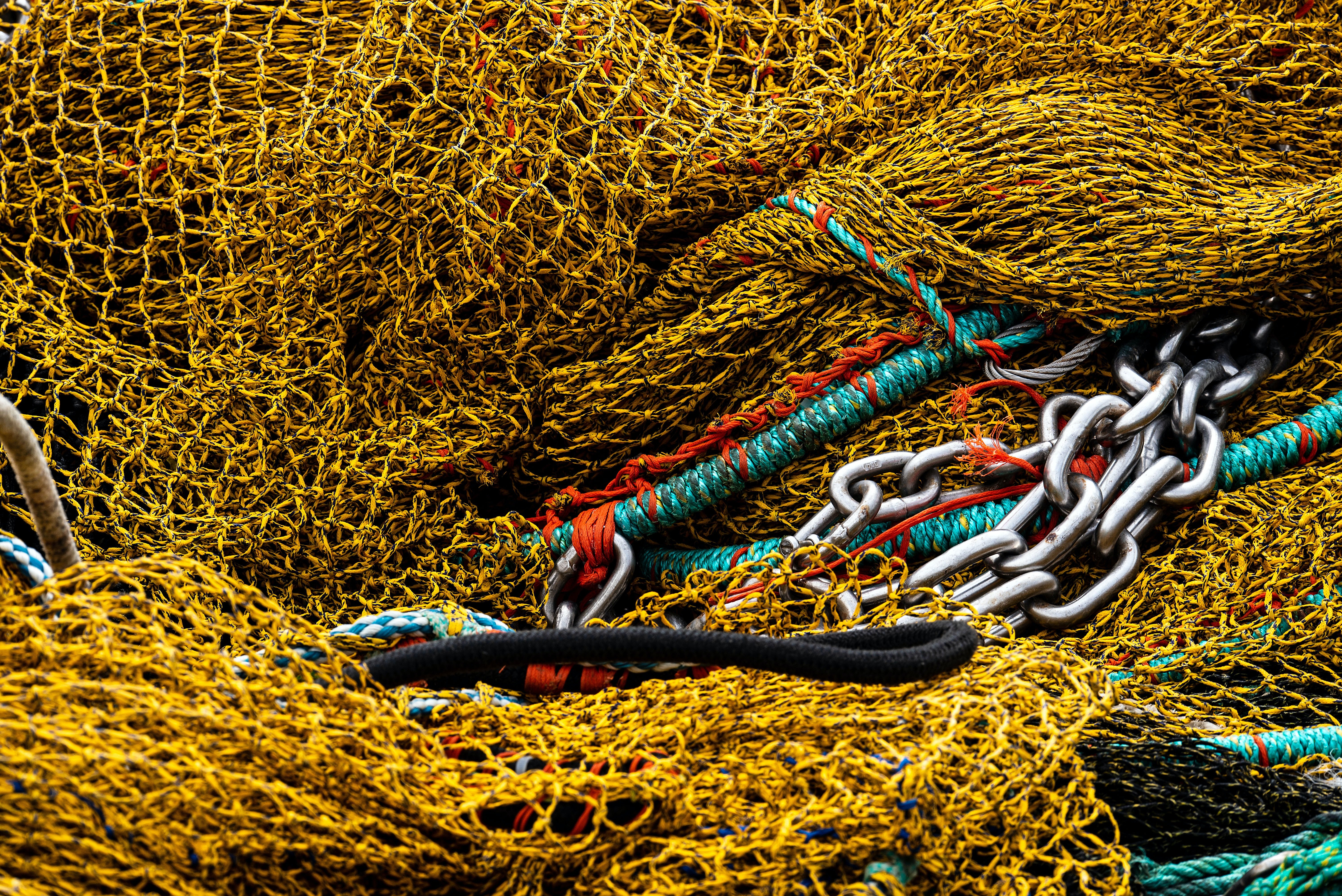 Fishing nets, rope and chain
